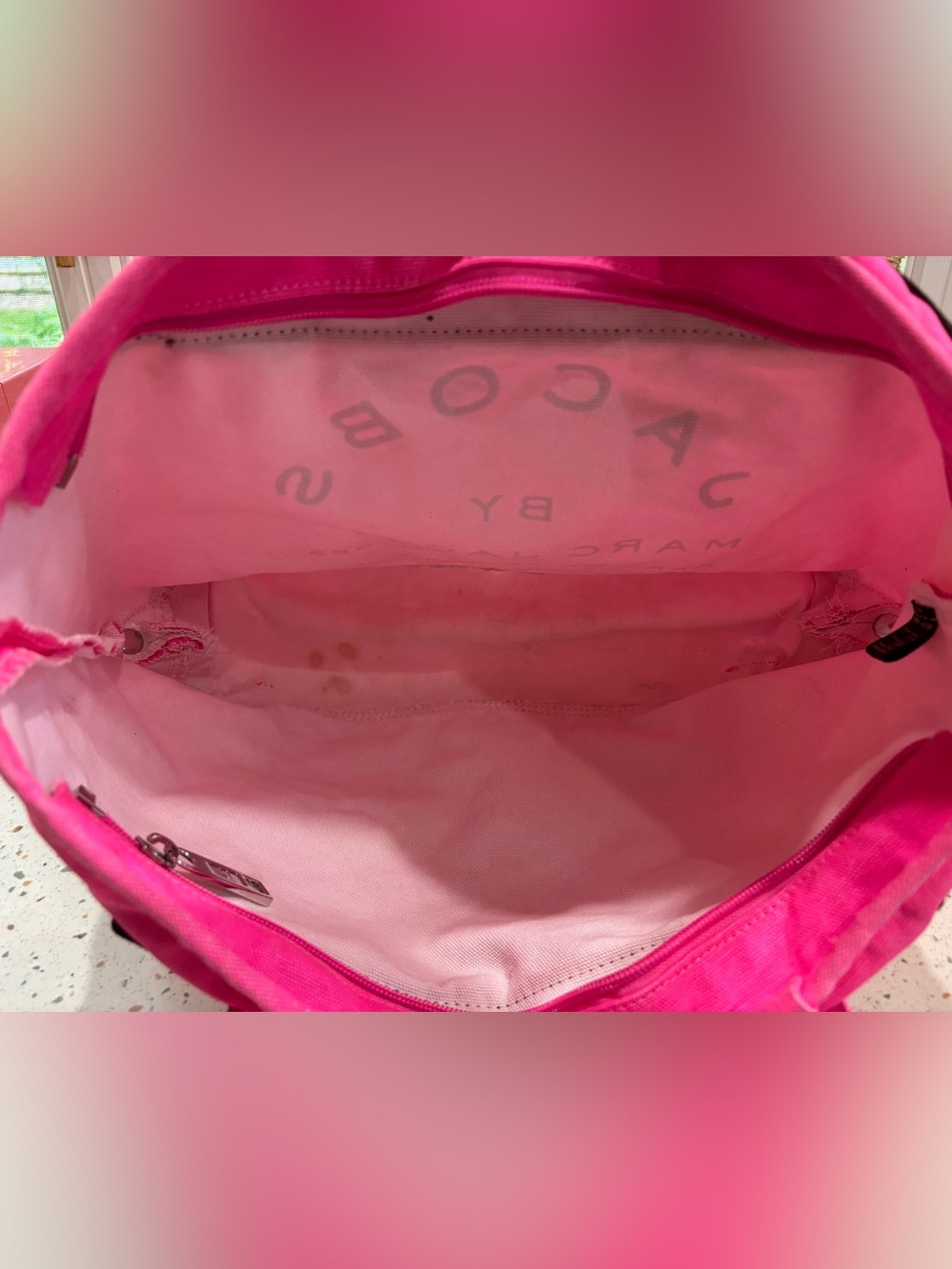 Marc Jacobs Hot‎ Pink Canvas Logo Tote - Picture 5 of 14